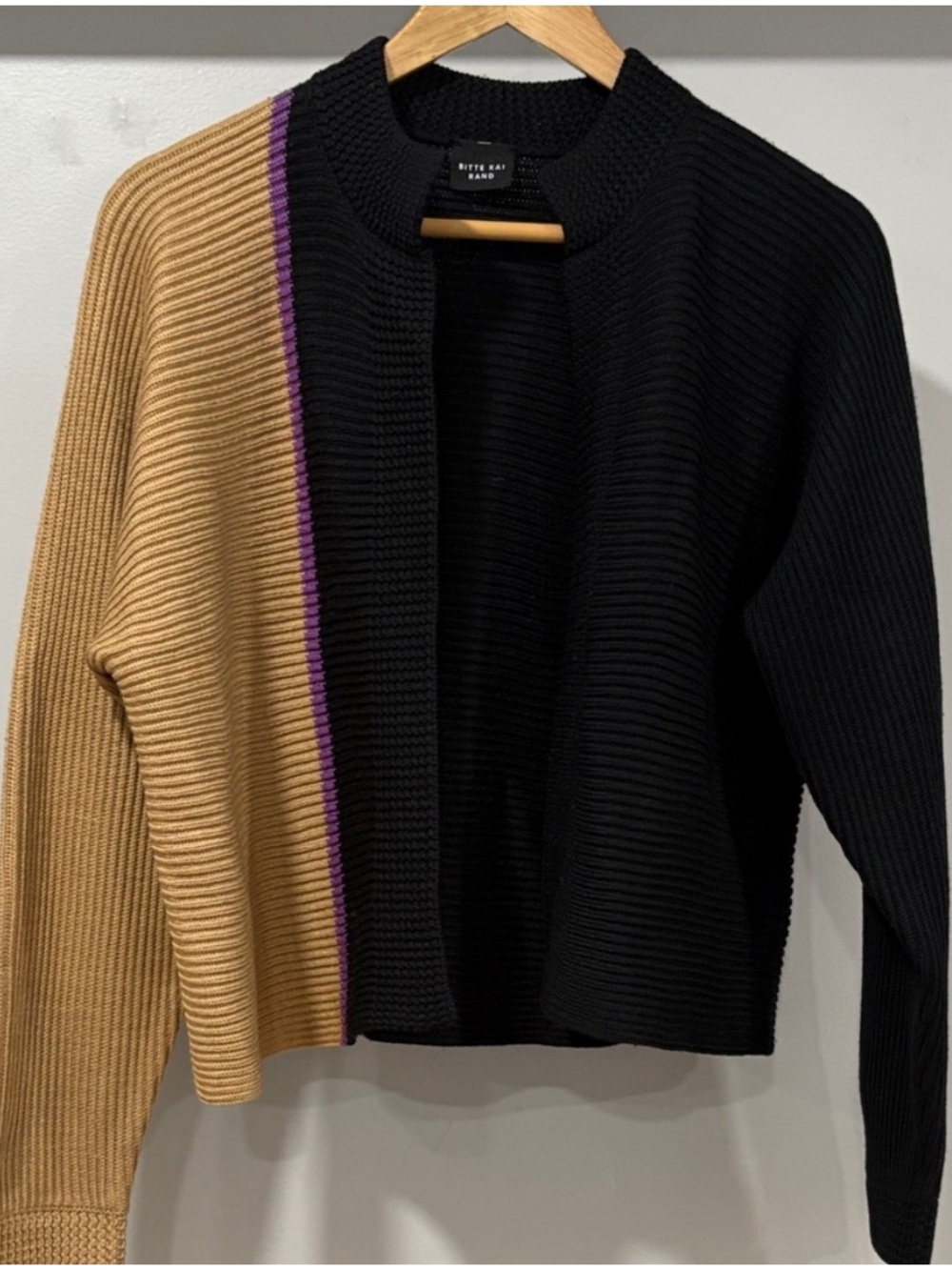 Bitte Kai Rand Merino Wool Blend Open Front Cardigan, Size M